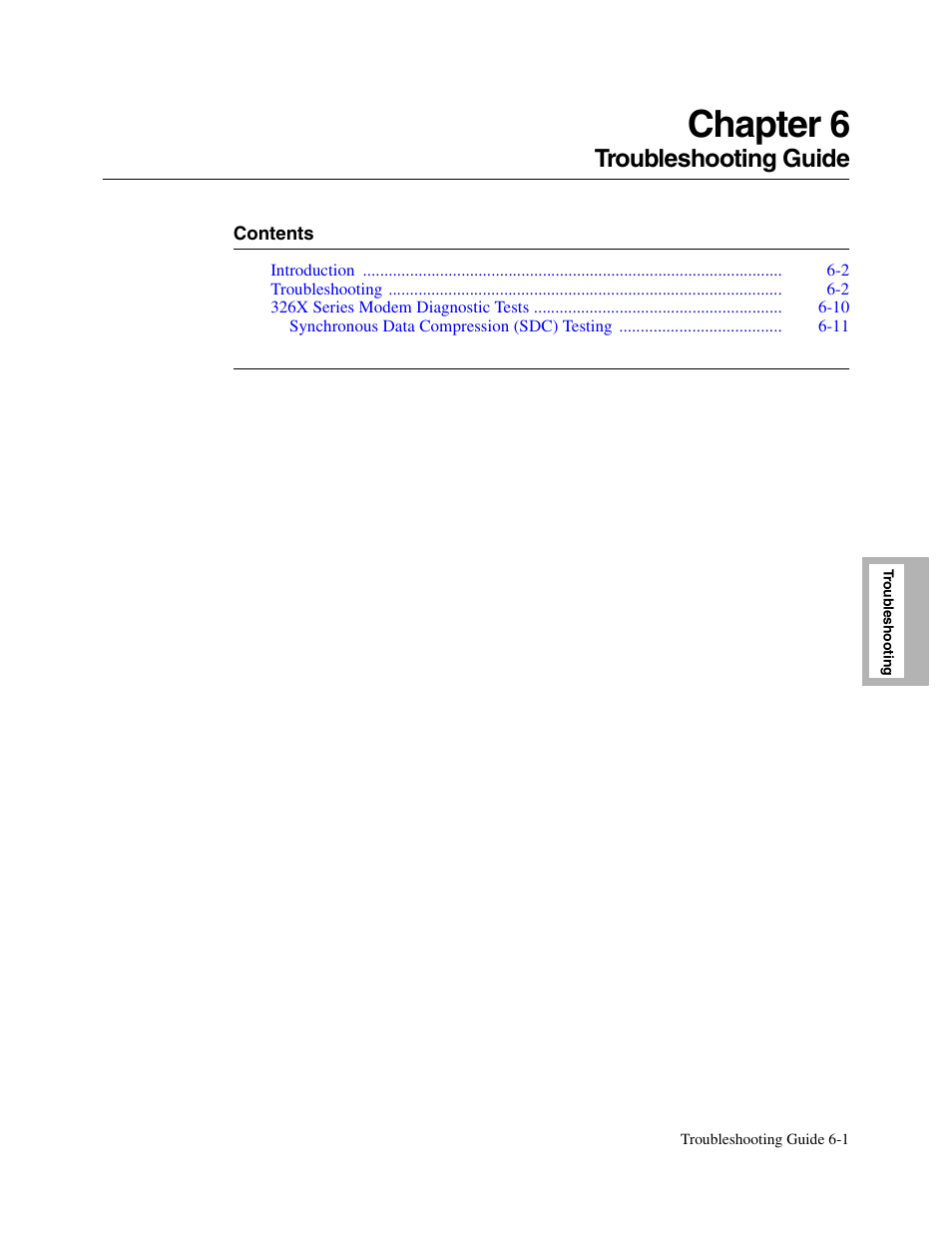 Chaptitle - troubleshooting guide, Chapter 6, troubleshooting guide, Chapter 6 | Troubleshooting guide | Telenetics V.34-SDC User Manual | Page 105 / 233