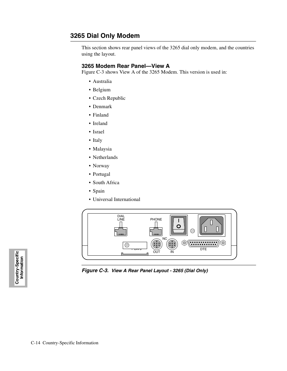 2head - 3265 dial only modem, 3265 dial only modem, C-14 | Telenetics V.34-SDC User Manual | Page 188 / 233