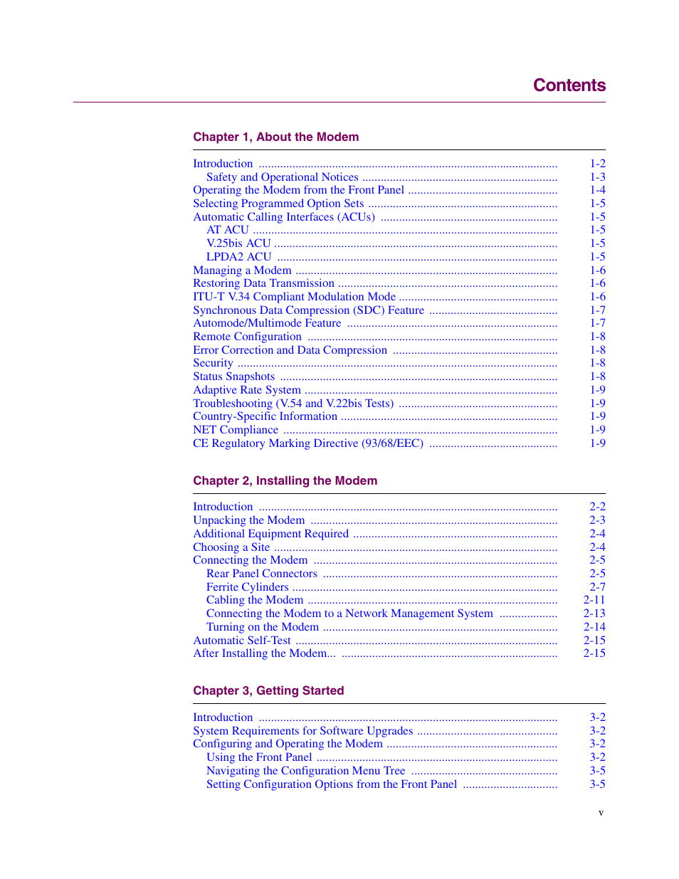 Telenetics V.34-SDC User Manual | Page 5 / 233