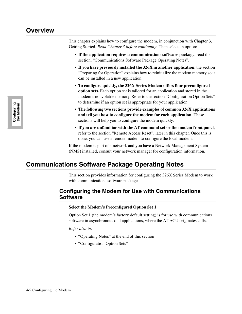 1tophead - overview, Overview, Communications software package operating notes | Configuring the modem for use with communications, Software | Telenetics V.34-SDC User Manual | Page 60 / 233
