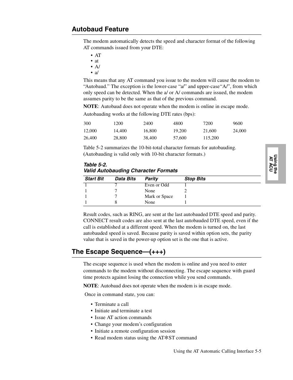 2head - autobaud feature, 2head - the escape sequence—(+++), Autobaud feature | The escape sequence—(+++), 3261 modem rear view (leased line, dial restoral), C-13 | Telenetics V.34-SDC User Manual | Page 91 / 233
