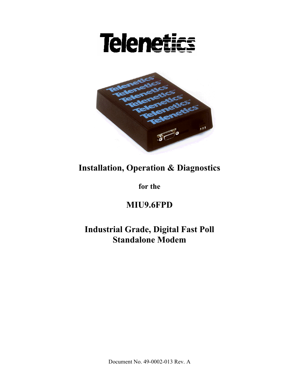 Telenetics MIU9.6FPD User Manual | 22 pages