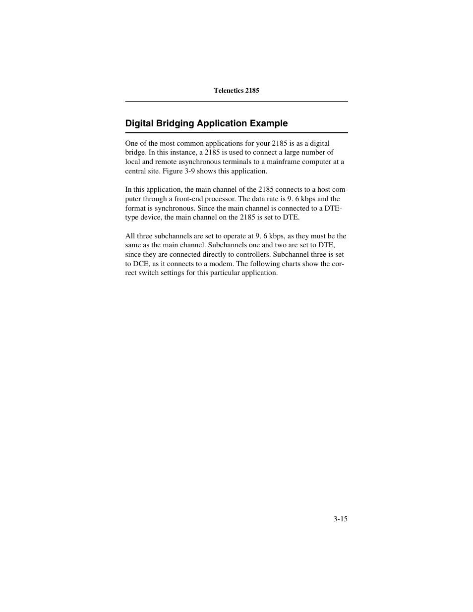 Digital bridging application example, Digital bridging application example -15 | Telenetics 2185 User Manual | Page 37 / 64