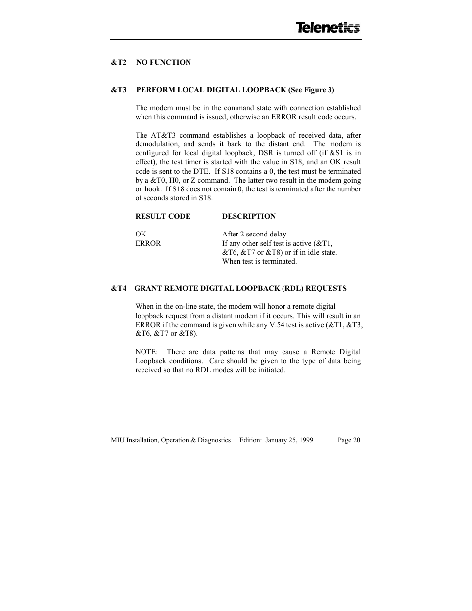 Telenetics MIU/PowerPort Series 28.8 User Manual | Page 22 / 31