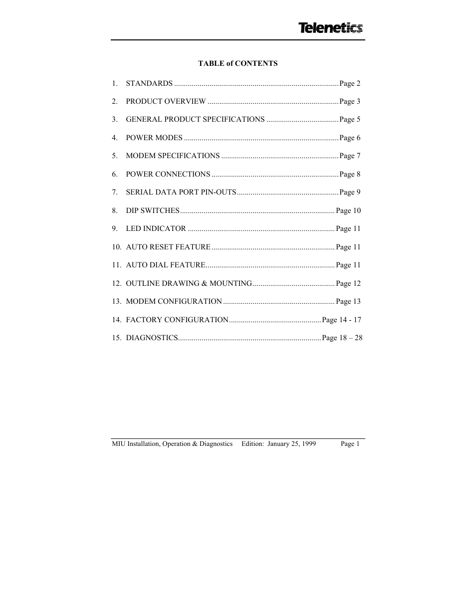 Telenetics MIU/PowerPort Series 28.8 User Manual | Page 3 / 31