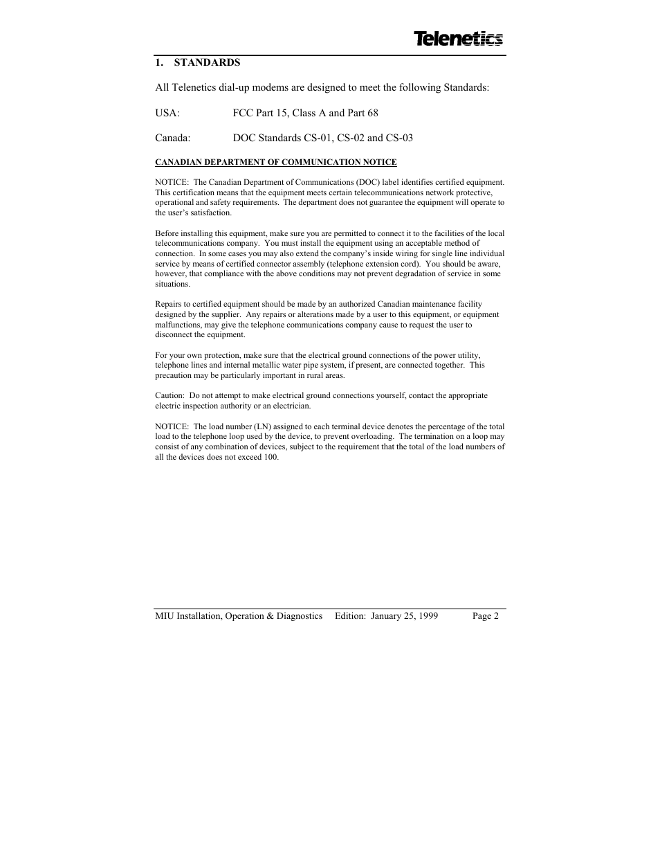 Telenetics MIU/PowerPort Series 28.8 User Manual | Page 4 / 31