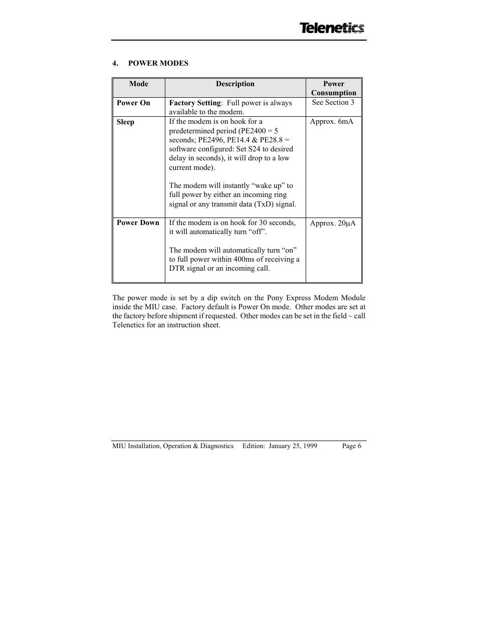 Telenetics MIU/PowerPort Series 28.8 User Manual | Page 8 / 31