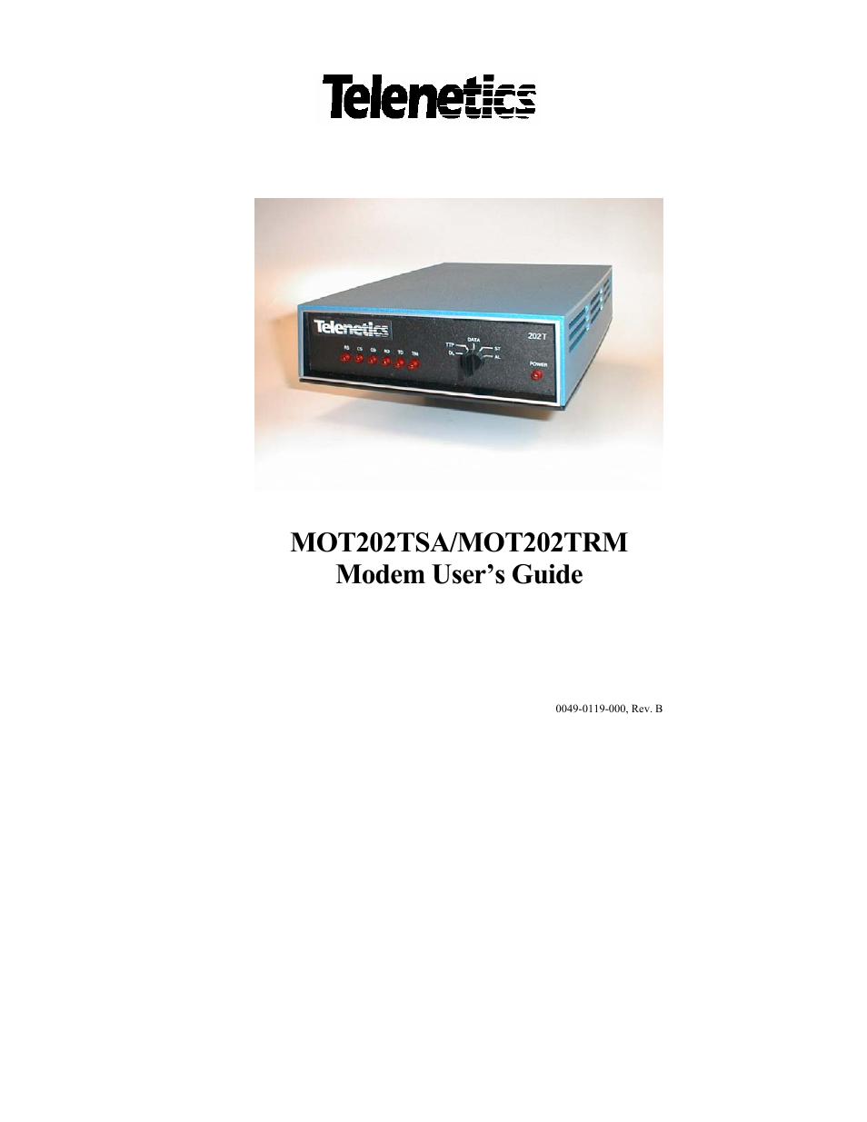 Telenetics MOT202TRM User Manual | 38 pages