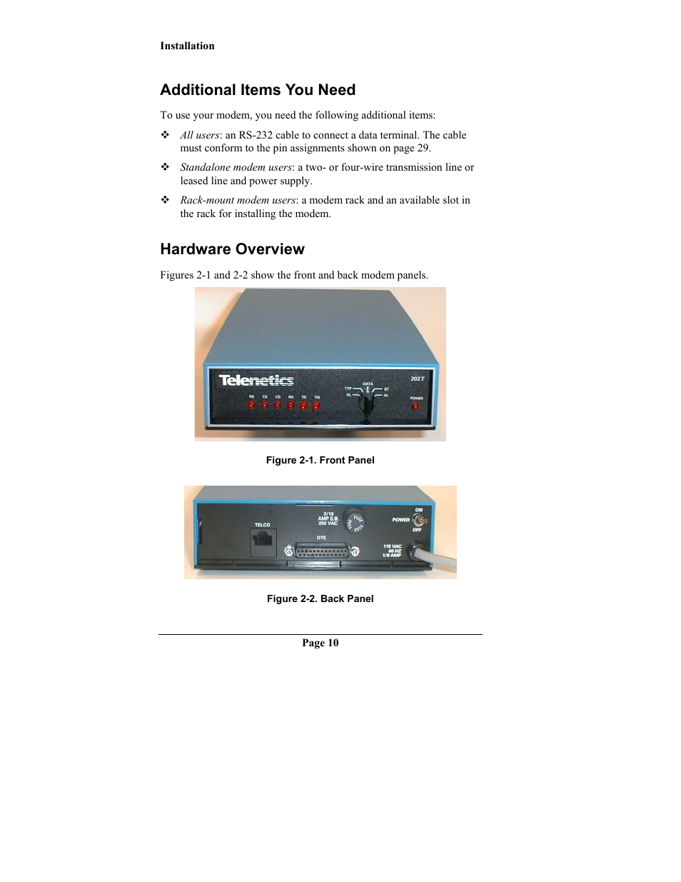 Additional items you need, Hardware overview, Dditional | Tems, Ardware, Verview | Telenetics MOT202TRM User Manual | Page 12 / 38