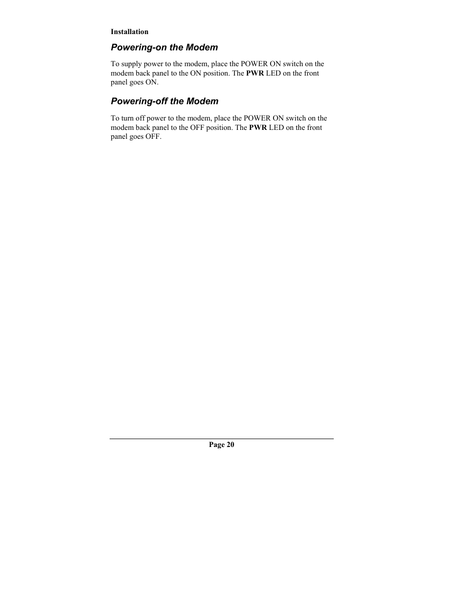 Powering-on the modem, Powering-off the modem, Powering-on the modem powering-off the modem | Telenetics MOT202TRM User Manual | Page 22 / 38