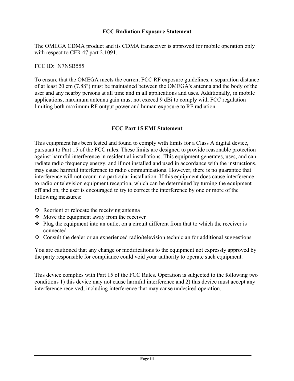 Telenetics OMEGA CDMA User Manual | Page 3 / 32