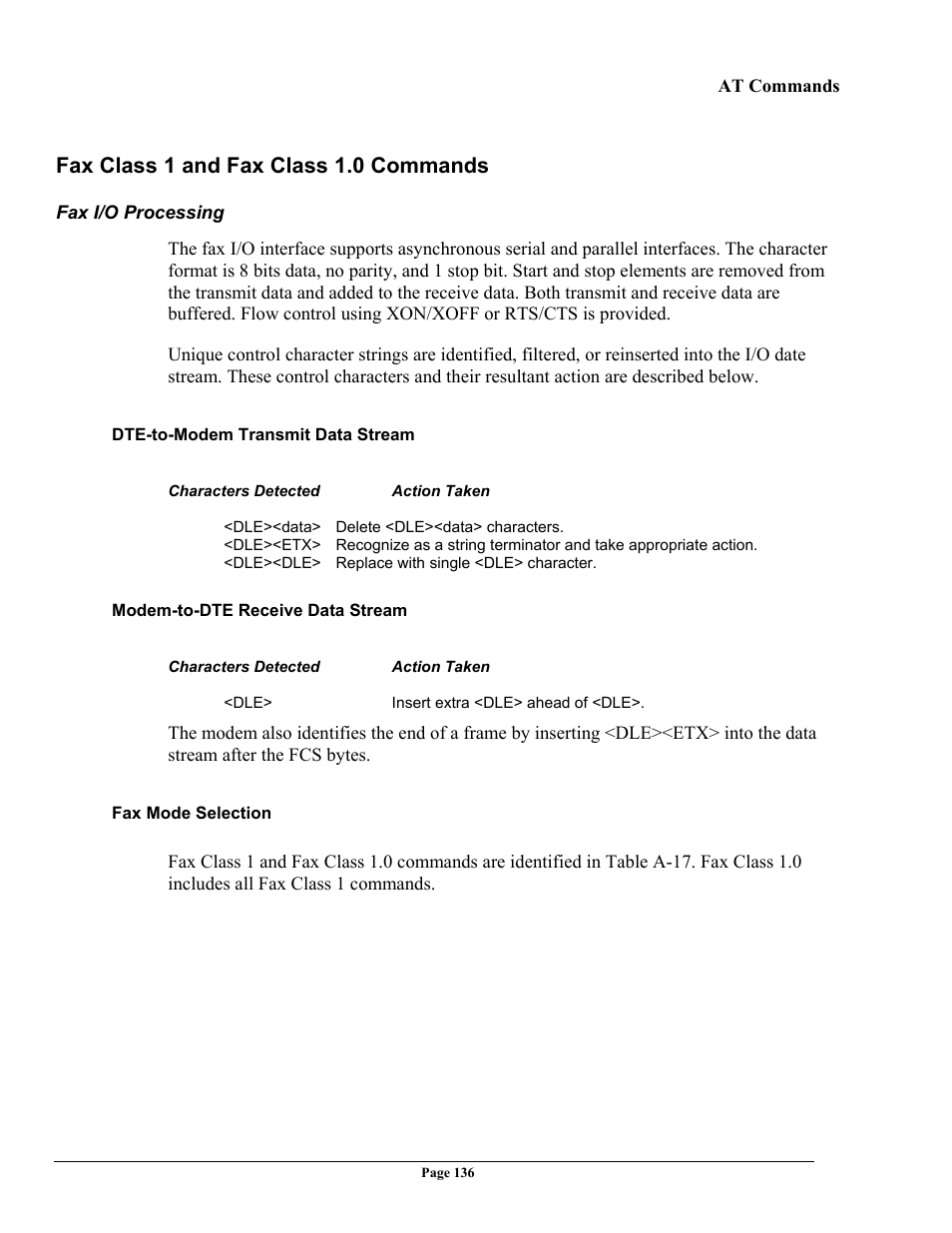 Fax class 1 and fax class 1.0 commands | Telenetics 56 User Manual | Page 144 / 208