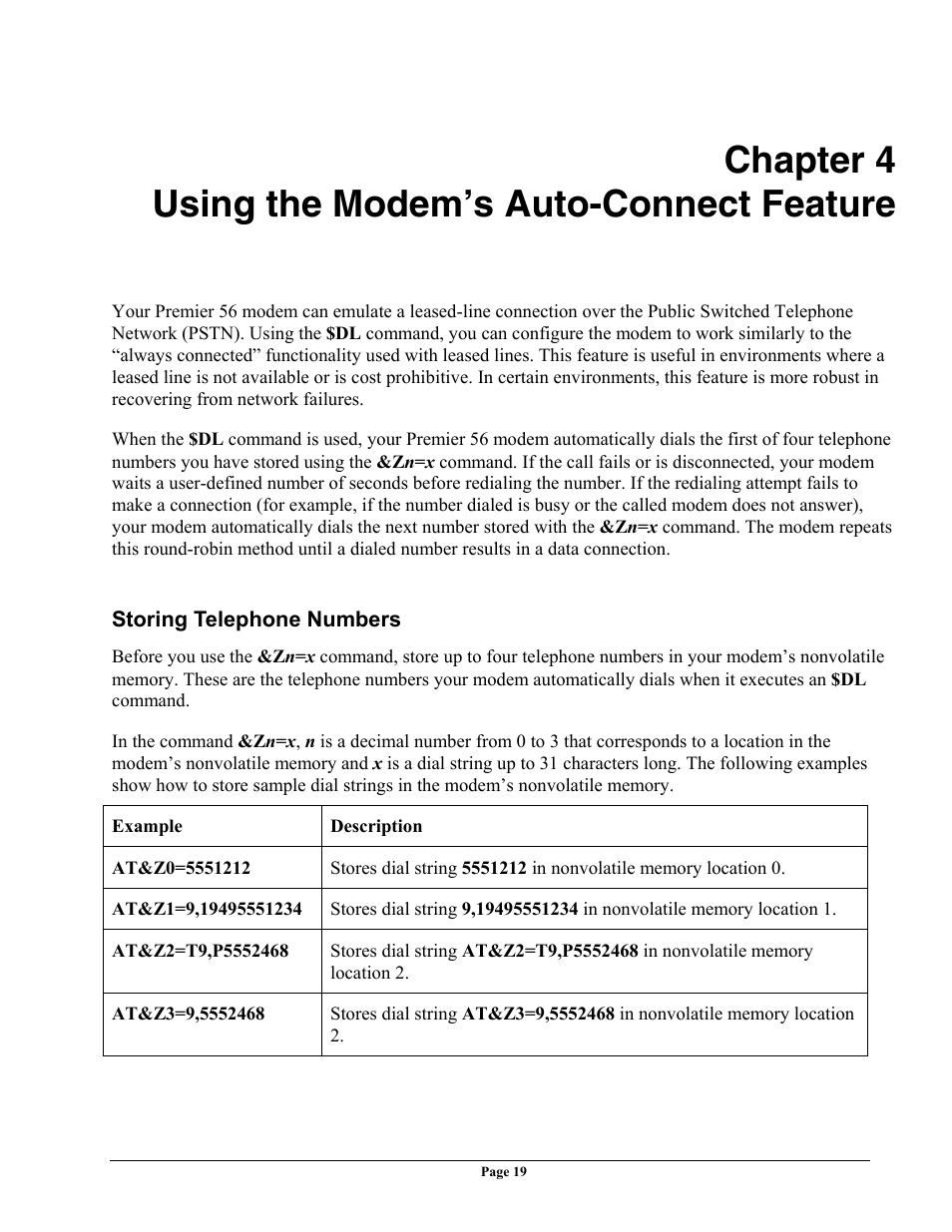 Chapter 4 using the modem’s auto-connect feature | Telenetics 56 User Manual | Page 27 / 208