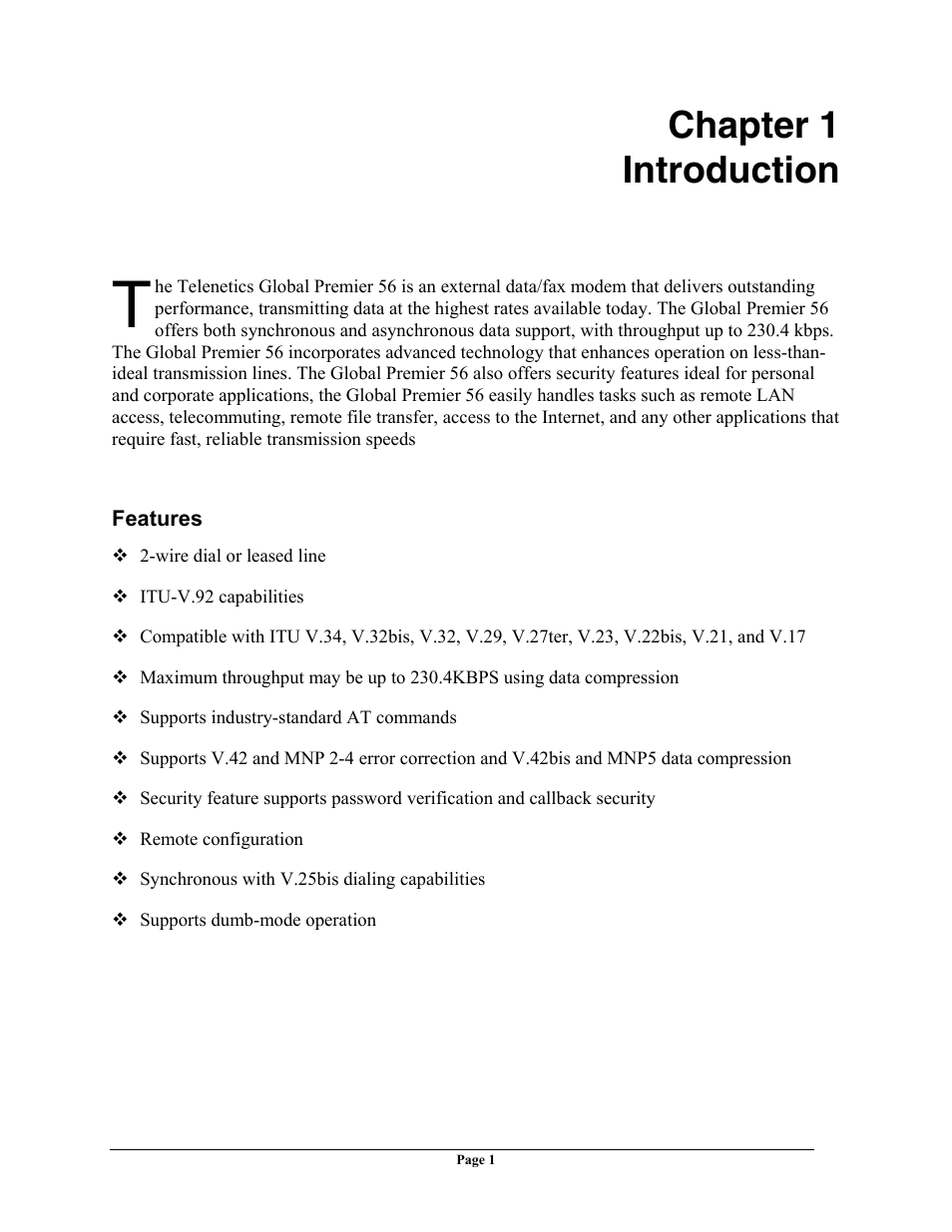 Chapter 1 introduction | Telenetics 56 User Manual | Page 9 / 208