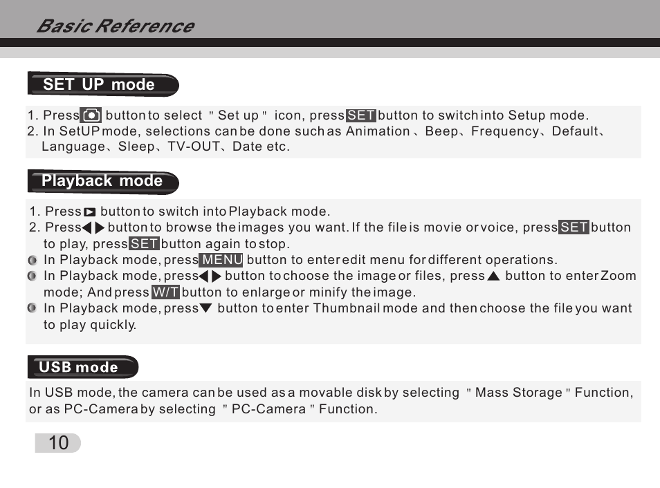 Т³гж 11, Playback mode, Set up mode | Tekxon Technology Still Camera K5 User Manual | Page 11 / 21