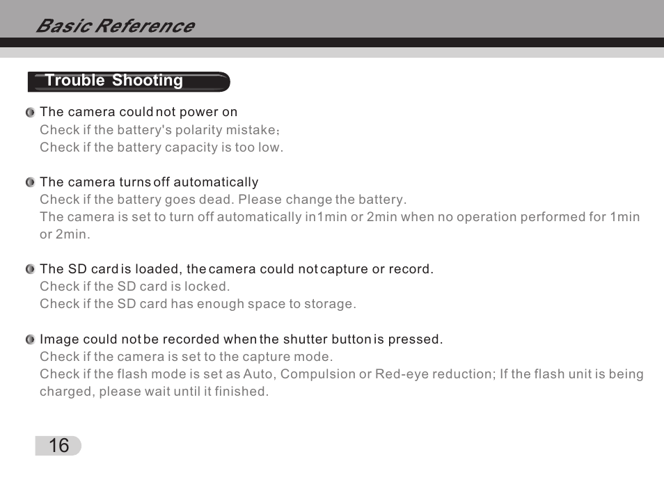 Т³гж 17, Trouble shooting | Tekxon Technology Still Camera K5 User Manual | Page 17 / 21