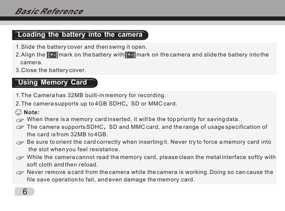 Т³гж 7, Loading the battery into the camera | Tekxon Technology Still Camera K5 User Manual | Page 7 / 21