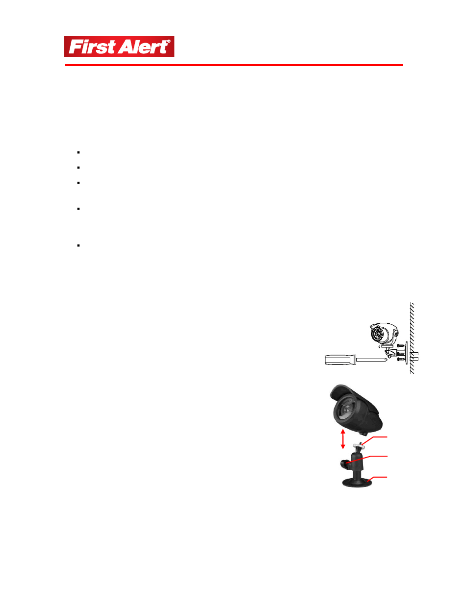 General precautions, Installing the camera | Lehigh Group FIRST ALERT P-520 User Manual | Page 7 / 11