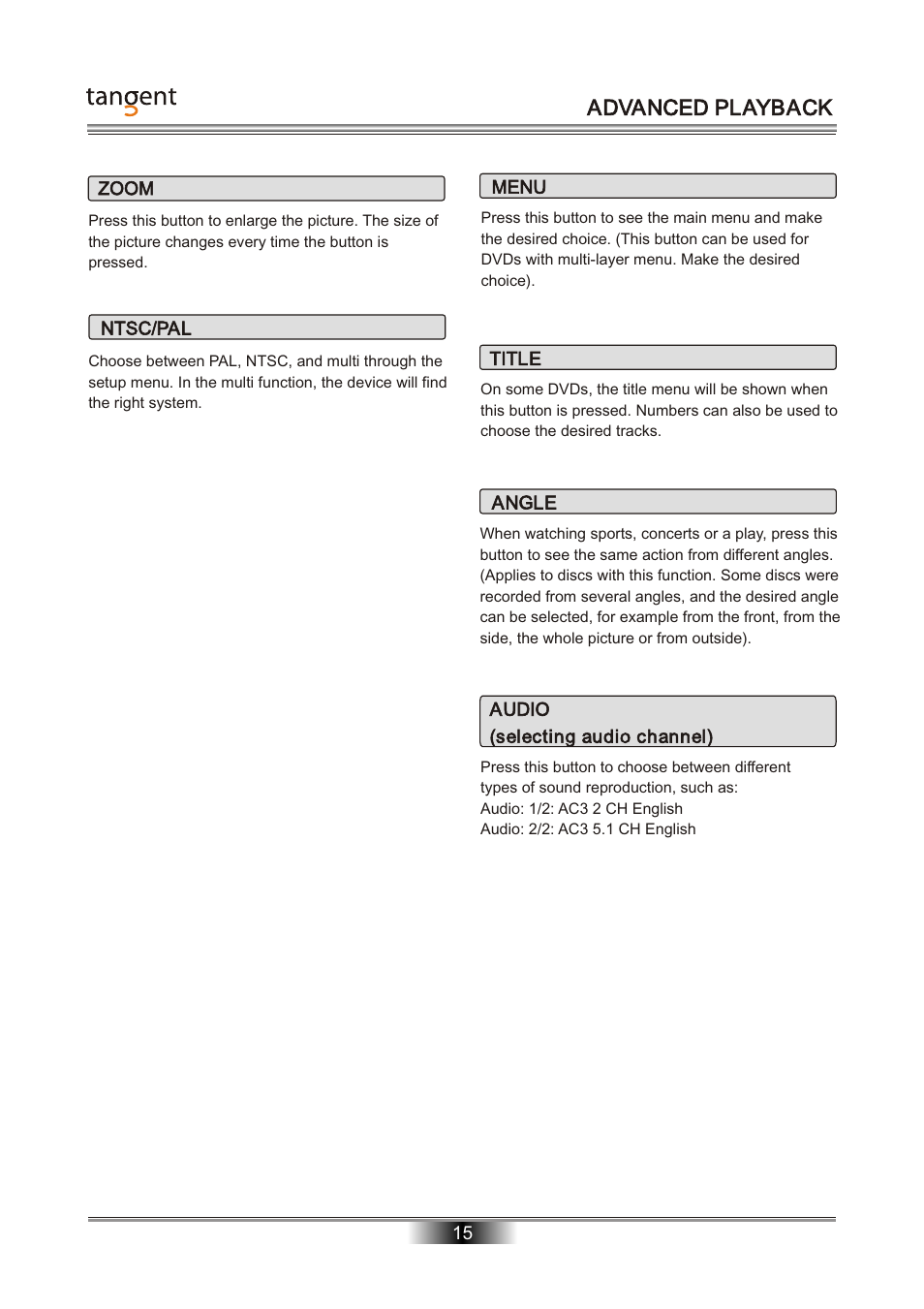 Advanced playback | Tangent D-101 User Manual | Page 16 / 28