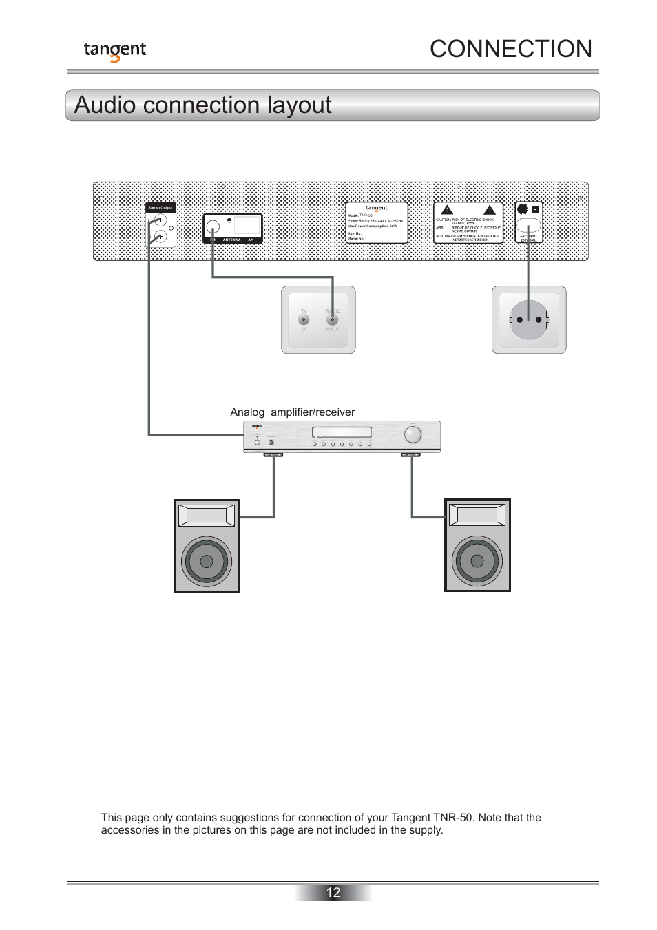 Connection audio connection layout | Tangent TNR-50 User Manual | Page 13 / 20