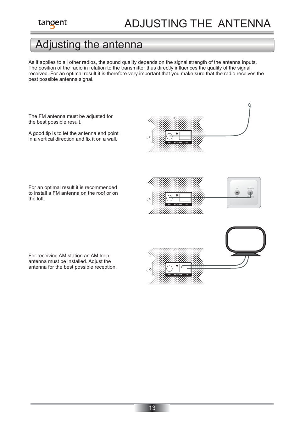 Adjusting the antenna adjusting the antenna | Tangent TNR-50 User Manual | Page 14 / 20