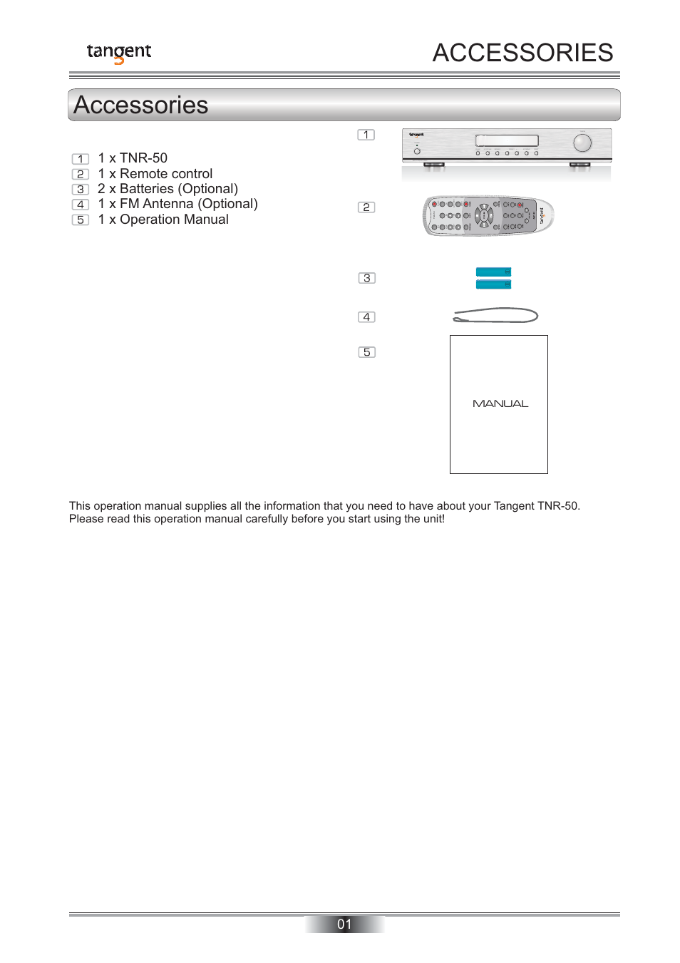 Accessories accessories | Tangent TNR-50 User Manual | Page 2 / 20