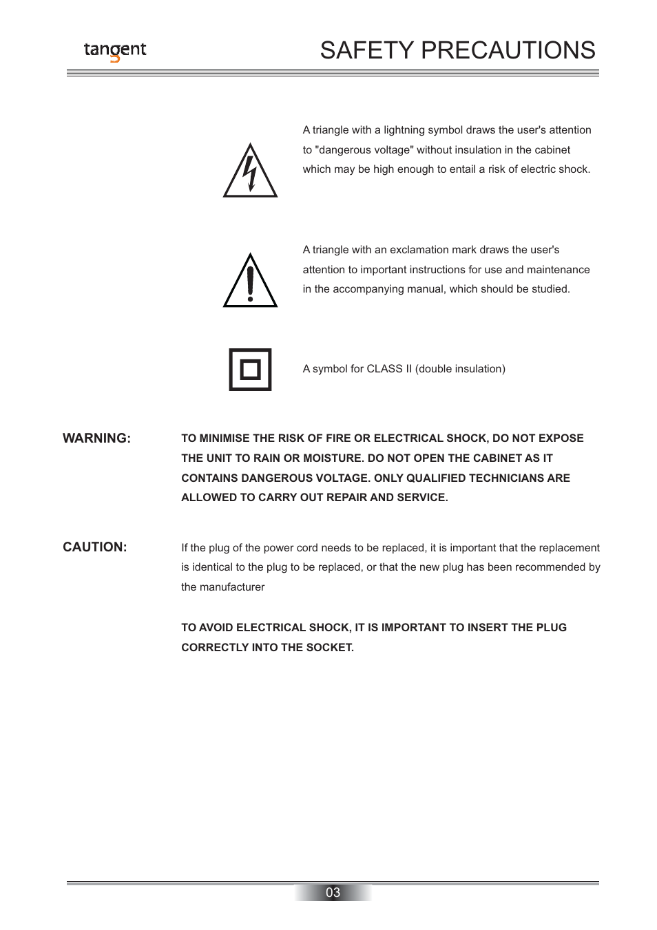 Safety precautions | Tangent TNR-50 User Manual | Page 4 / 20