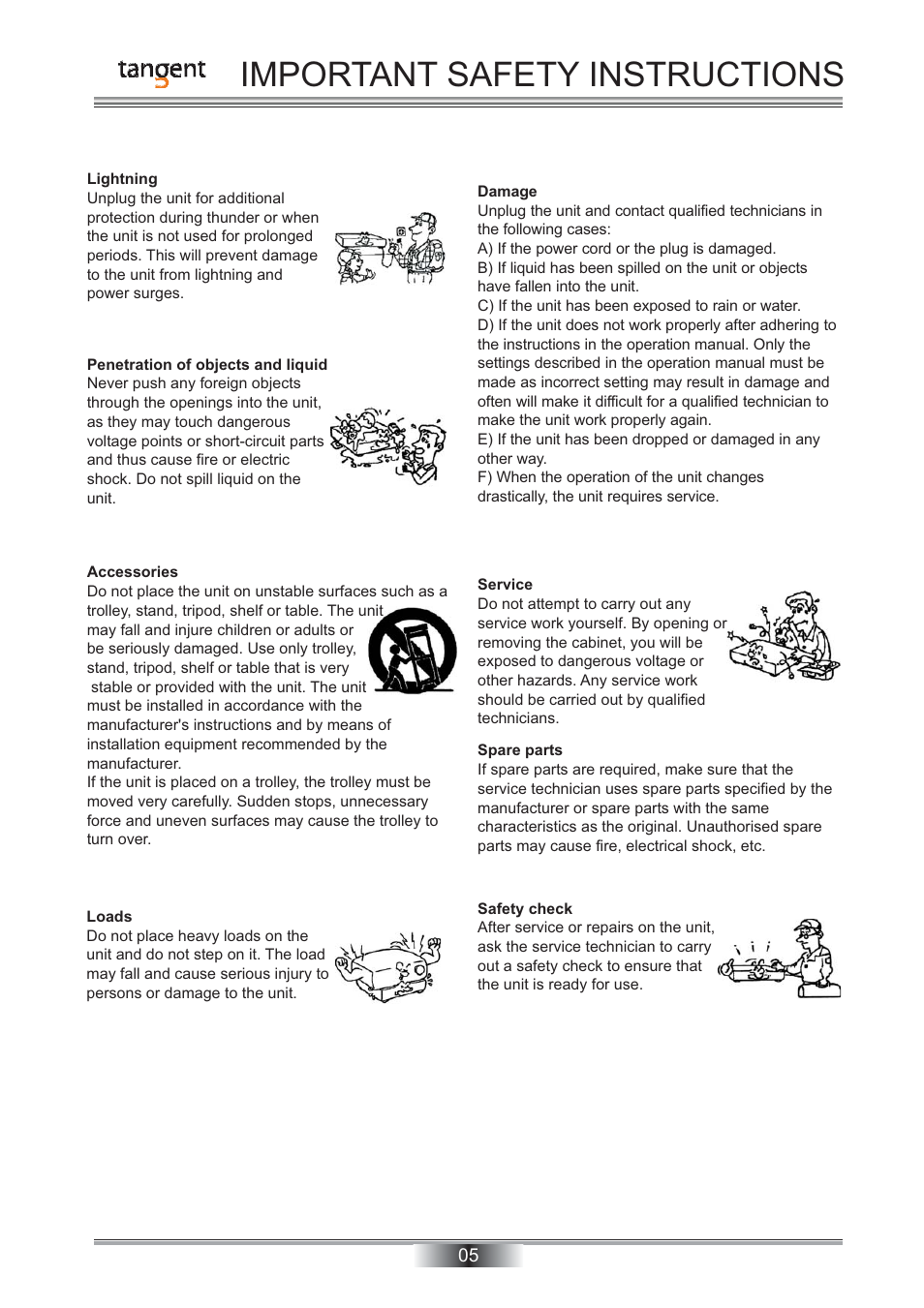 Important safety instructions | Tangent TNR-50 User Manual | Page 6 / 20
