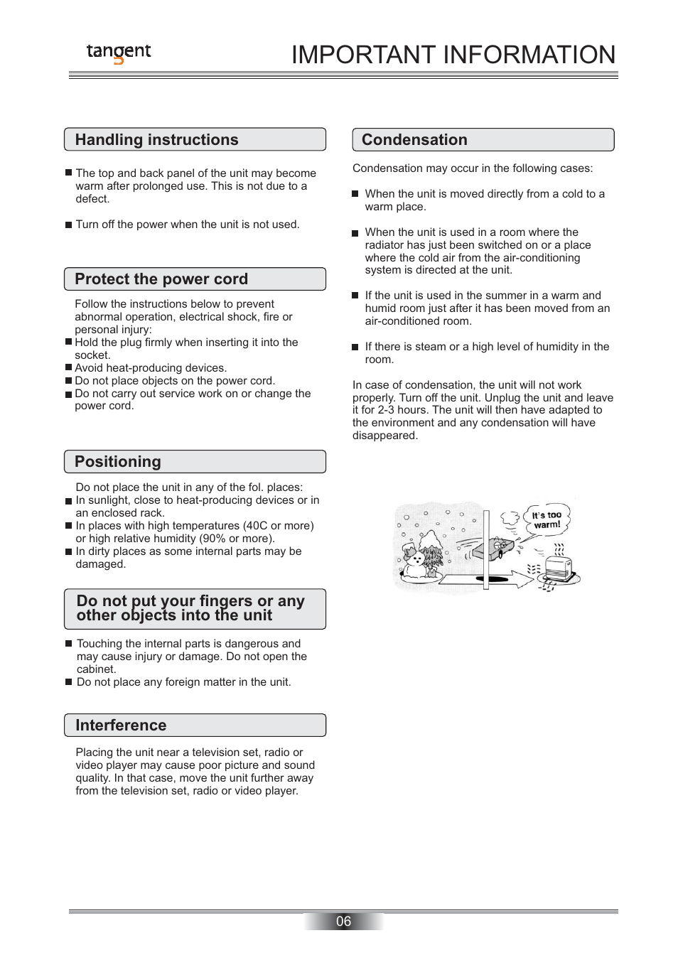 Important information | Tangent TNR-50 User Manual | Page 7 / 20