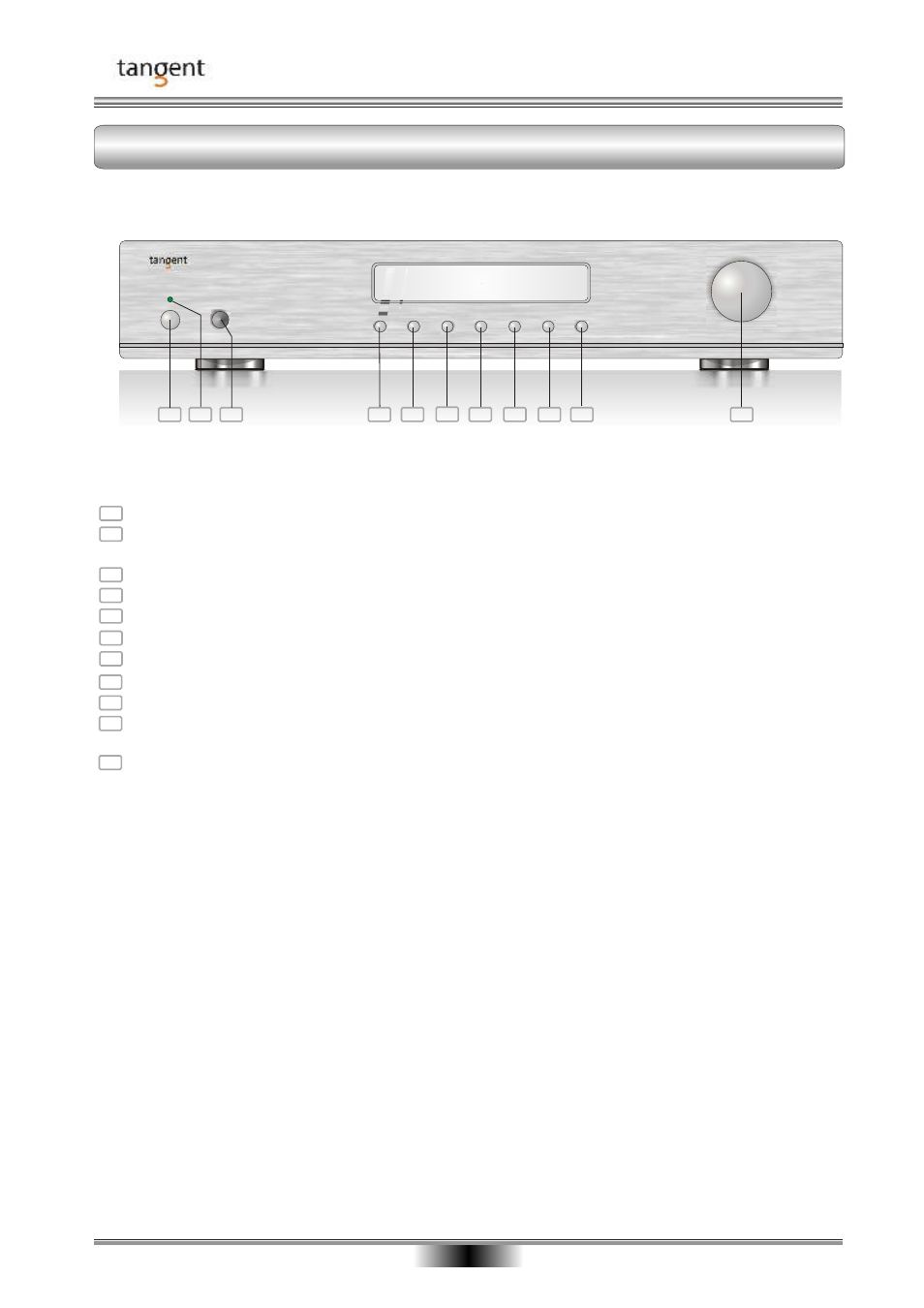 Front panel and connections front panel | Tangent AMP-50 User Manual | Page 11 / 20