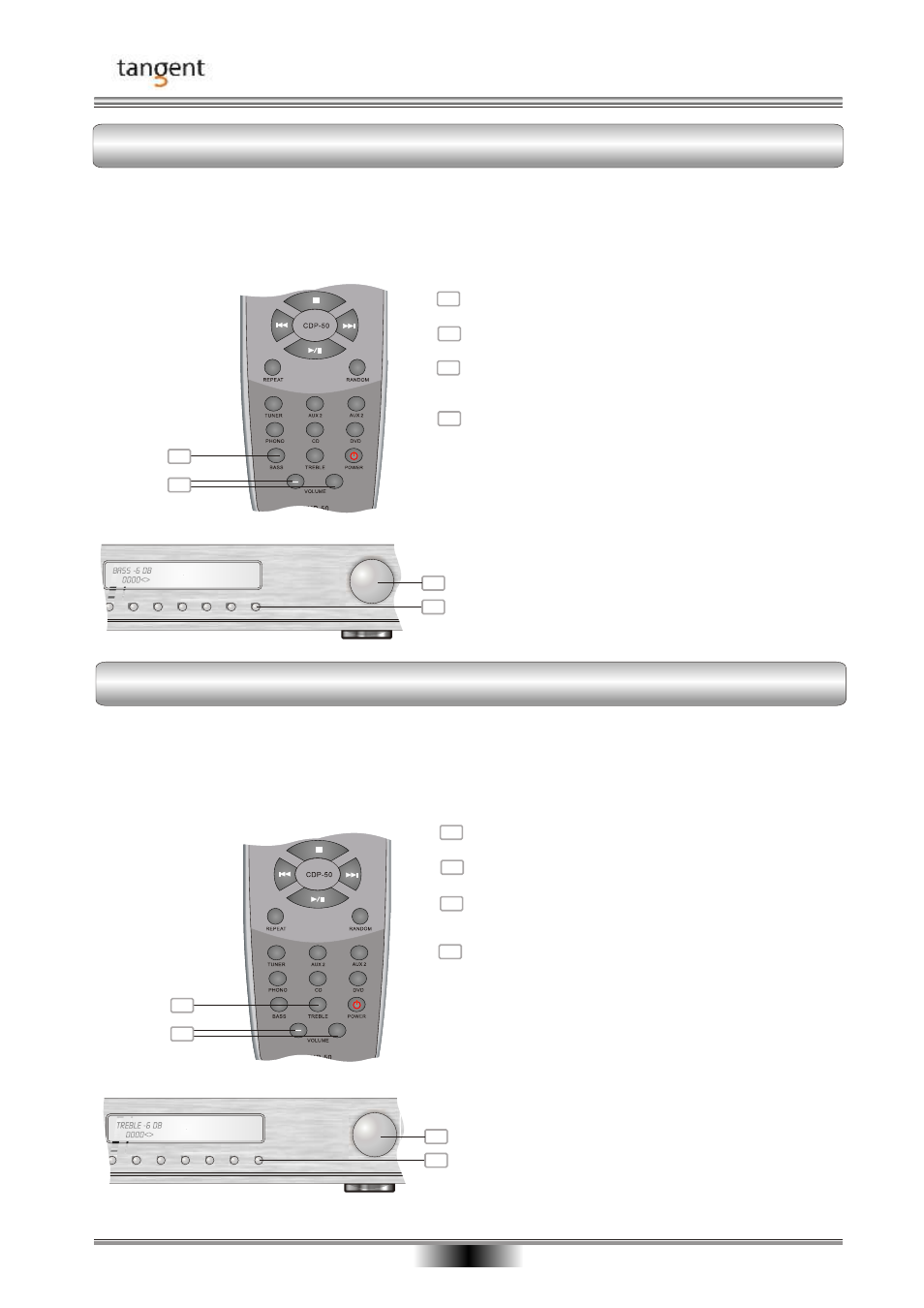 Operation and functions bass control, Treble control | Tangent AMP-50 User Manual | Page 16 / 20