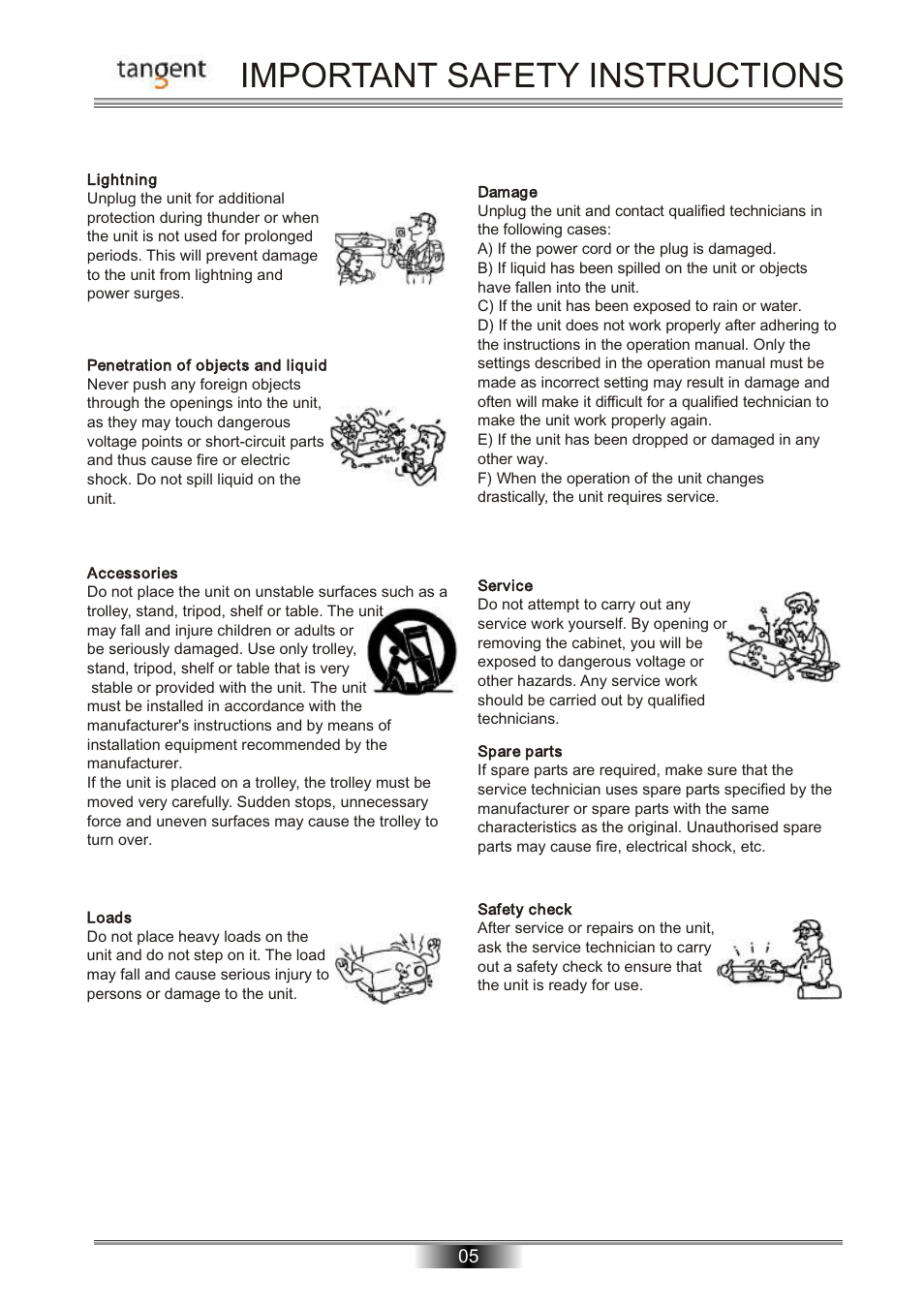 Important safety instructions | Tangent DAB-50 User Manual | Page 6 / 20
