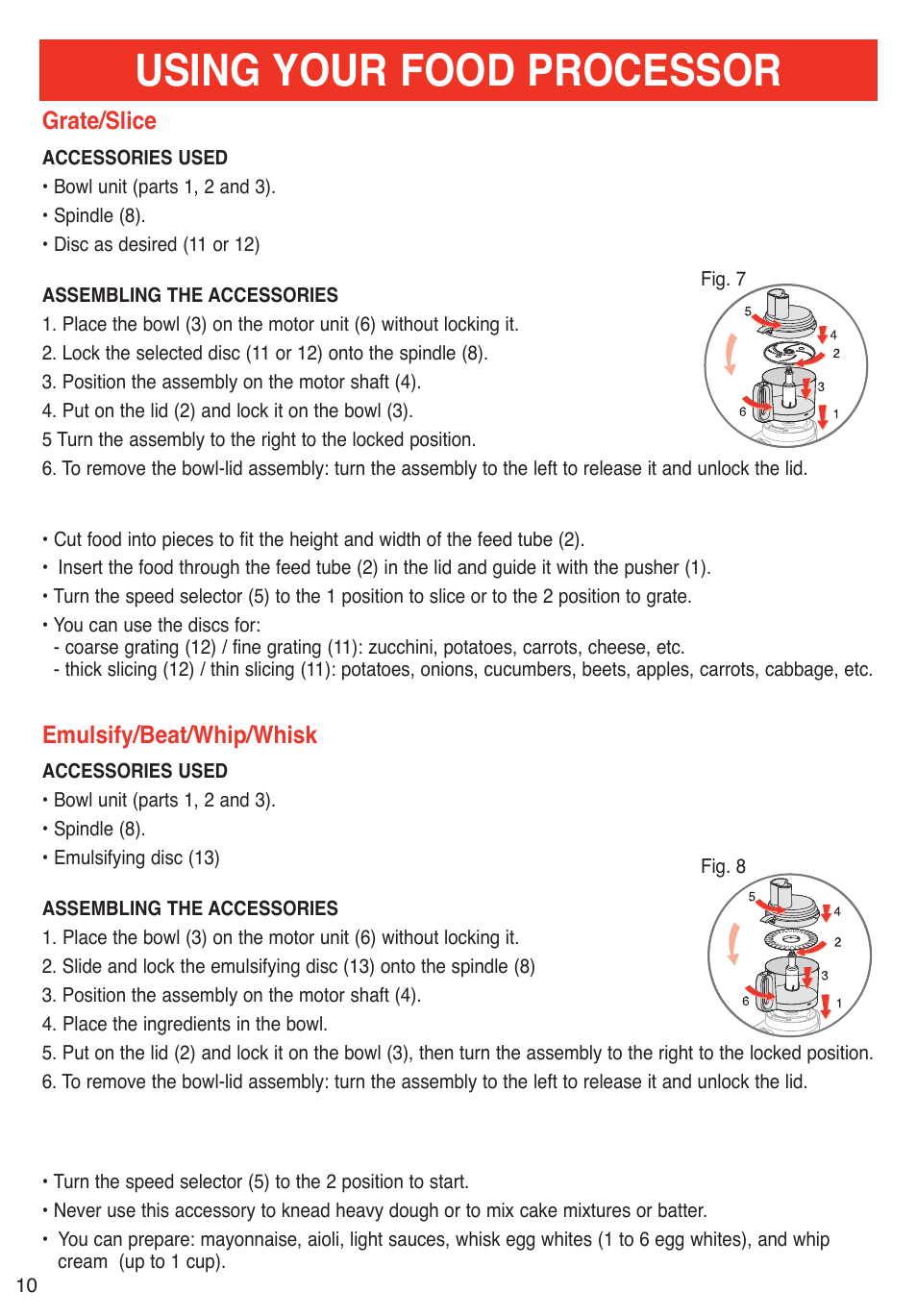 Using your food processor | T-Fal Emerilware User Manual | Page 10 / 16