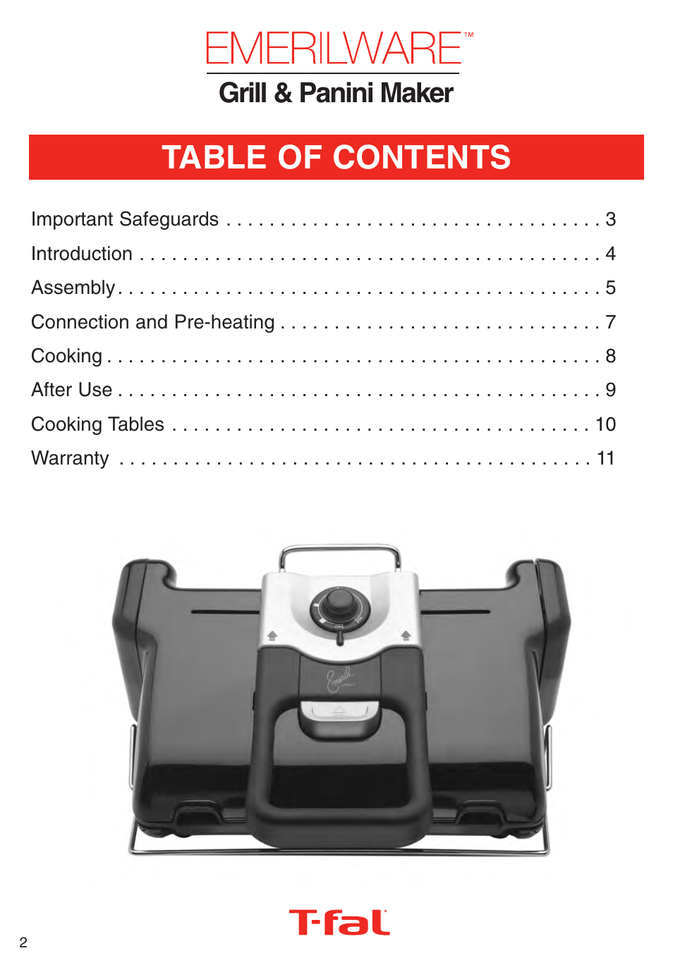 T-Fal Emerilware Use Grill & Panini Maker User Manual | Page 2 / 12
