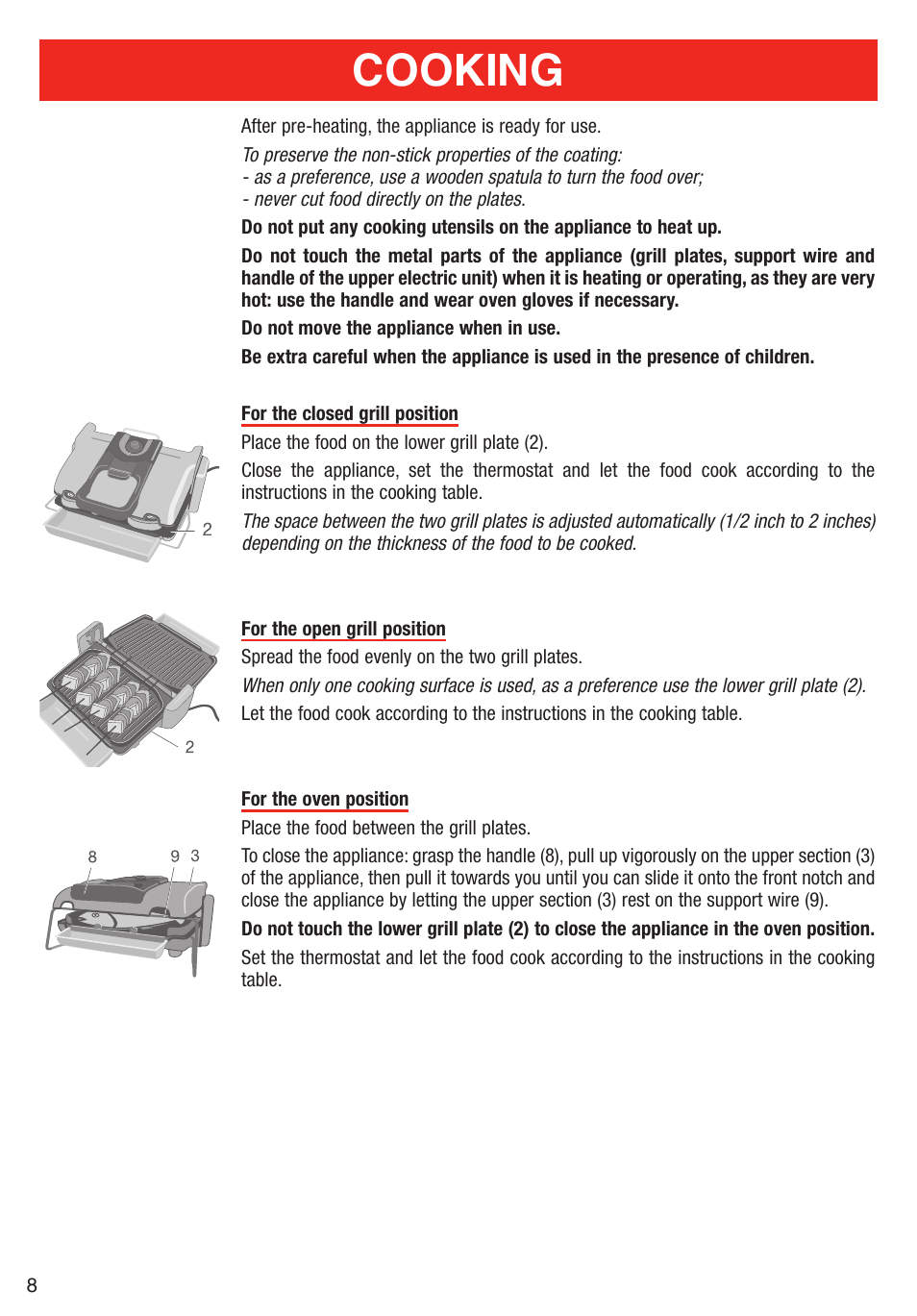 Cooking | T-Fal Emerilware Use Grill & Panini Maker User Manual | Page 8 / 12