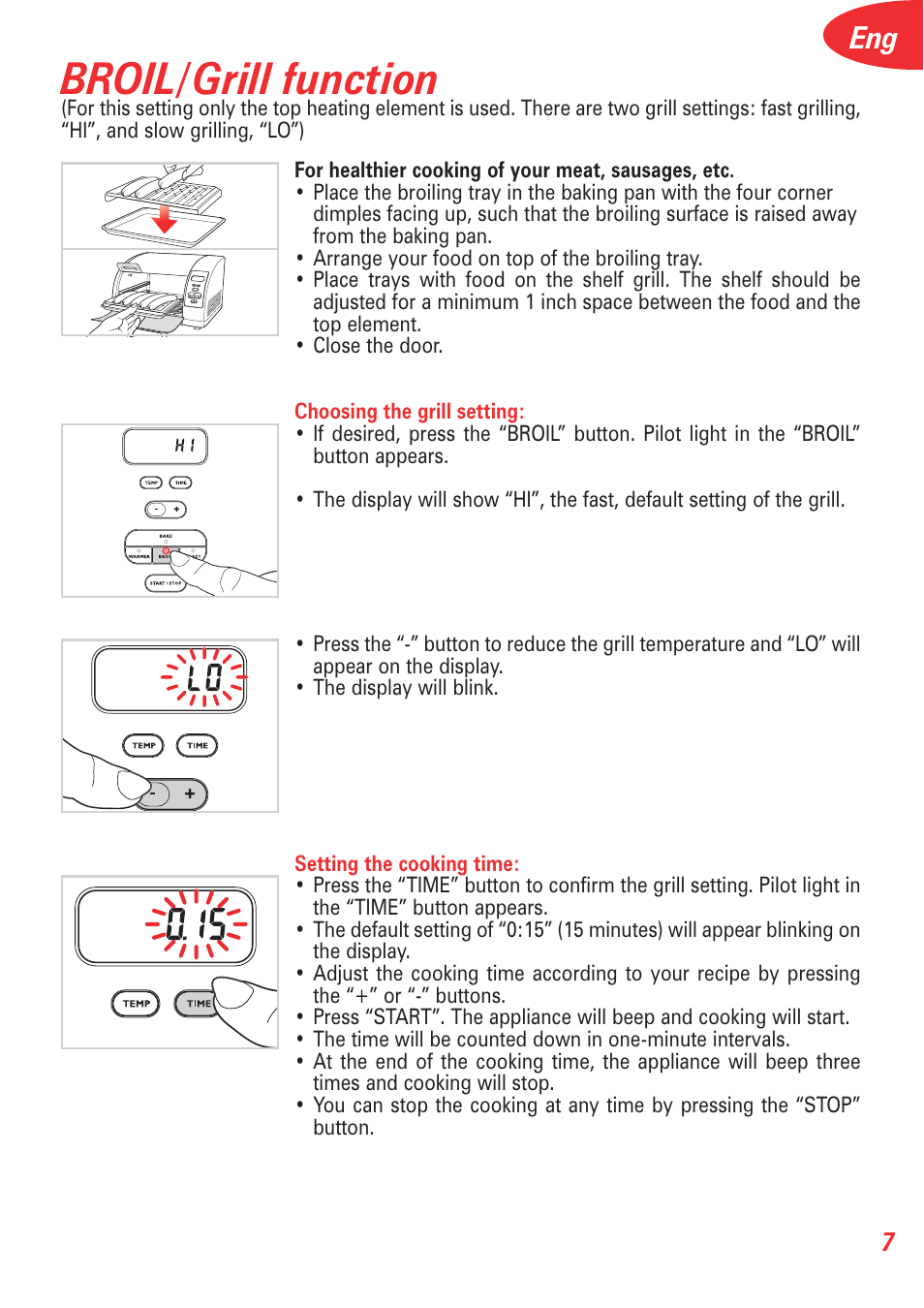 Broil/grill function | T-Fal 5252 User Manual | Page 10 / 48