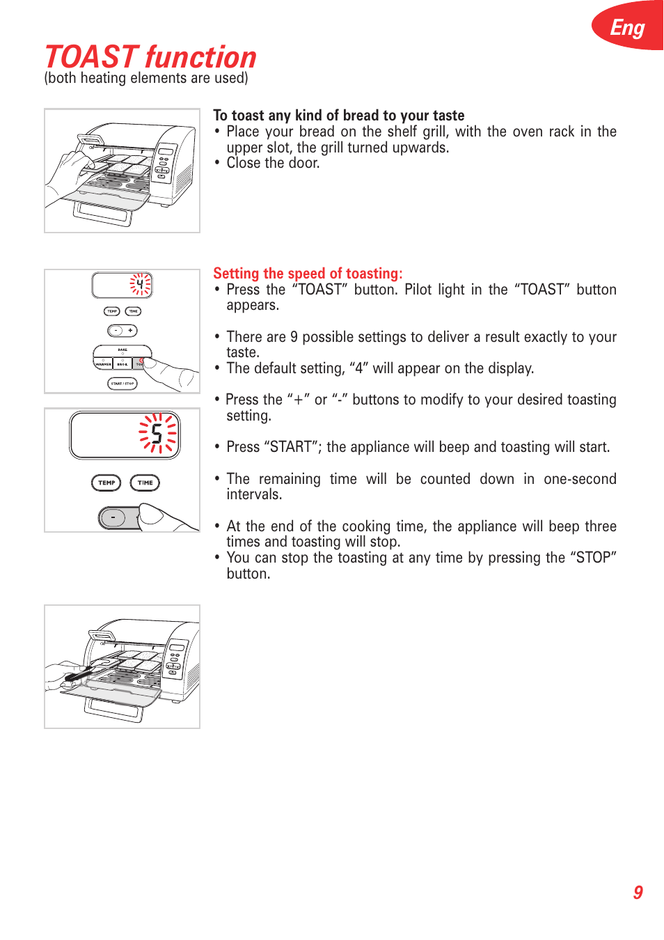 Toast function | T-Fal 5252 User Manual | Page 12 / 48
