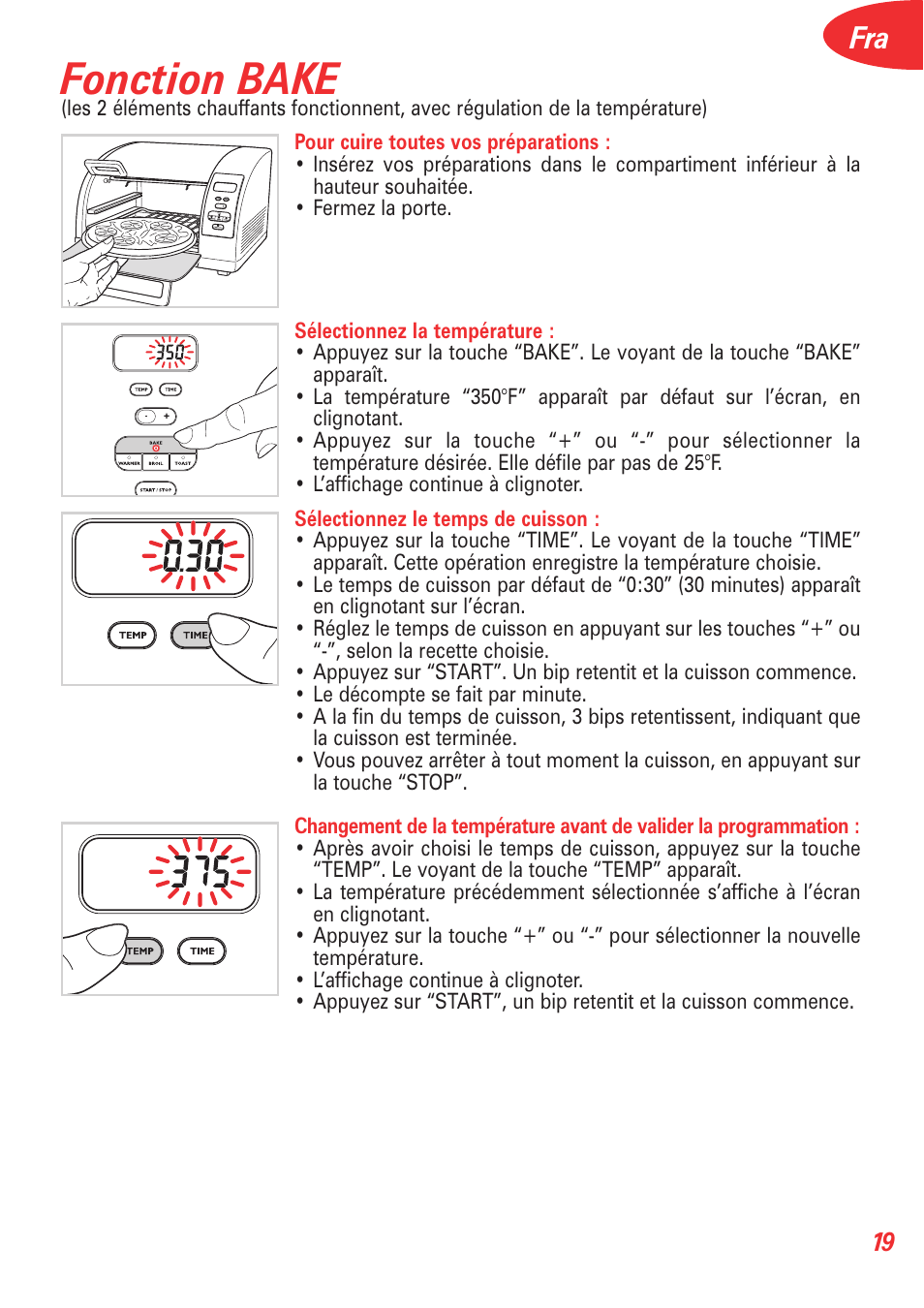 Fonction bake | T-Fal 5252 User Manual | Page 22 / 48