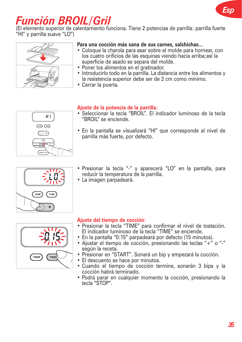 Función broil/gril | T-Fal 5252 User Manual | Page 38 / 48