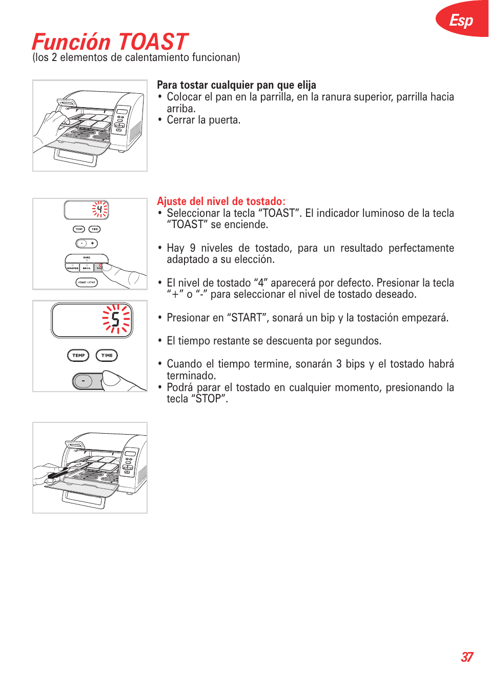 Función toast | T-Fal 5252 User Manual | Page 40 / 48