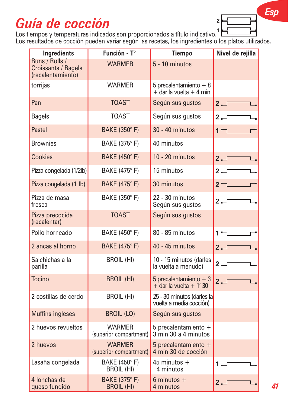 Guía de cocción | T-Fal 5252 User Manual | Page 44 / 48