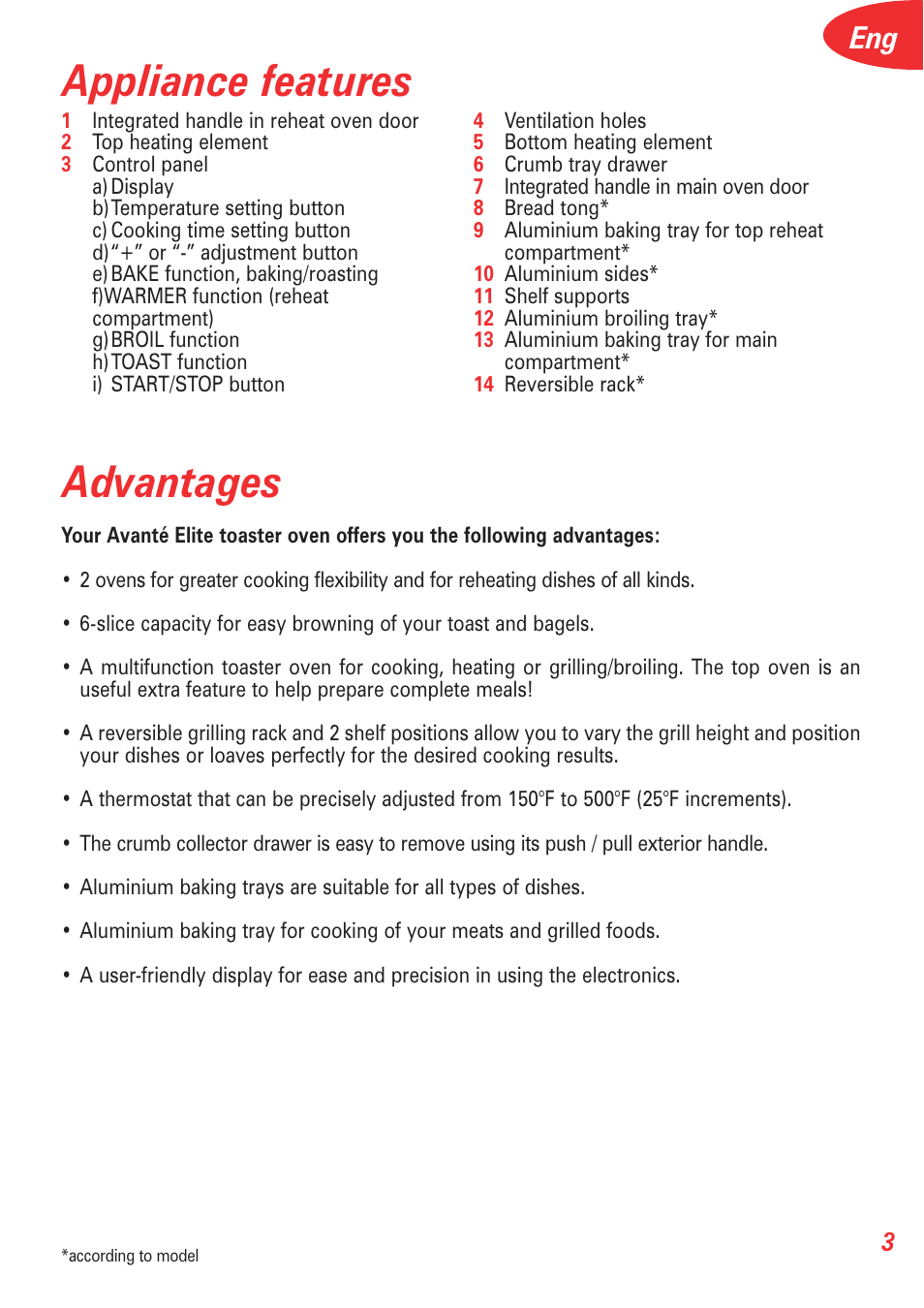 Appliance features advantages | T-Fal 5252 User Manual | Page 6 / 48