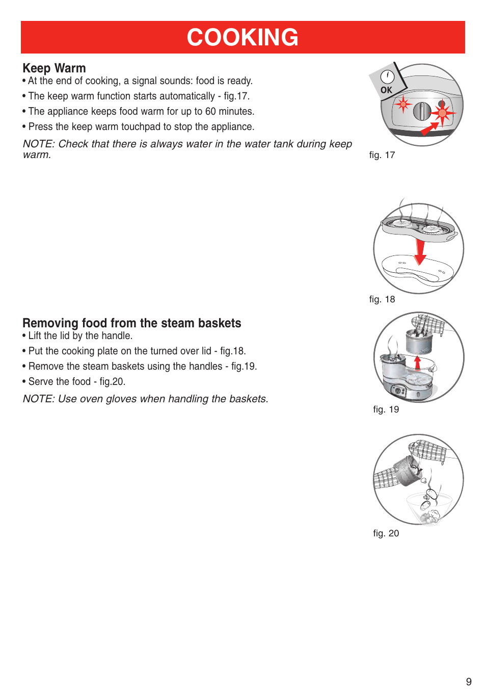 Cooking | T-Fal Steamer User Manual | Page 9 / 12