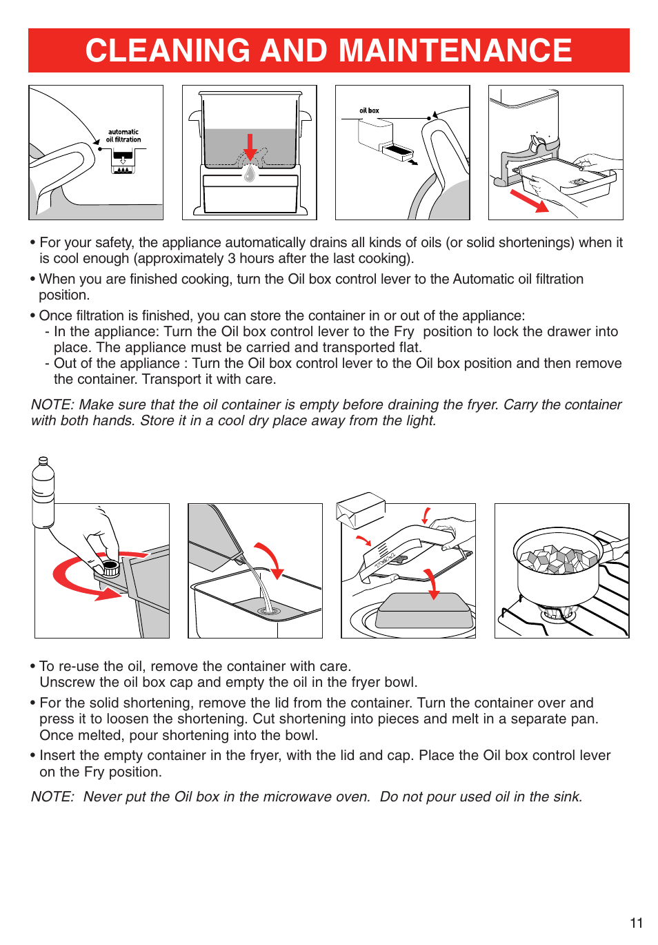 Cleaning and maintenance | T-Fal Deep Fryer User Manual | Page 11 / 15