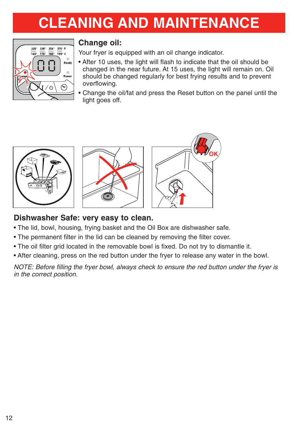 Cleaning and maintenance | T-Fal Deep Fryer User Manual | Page 12 / 15