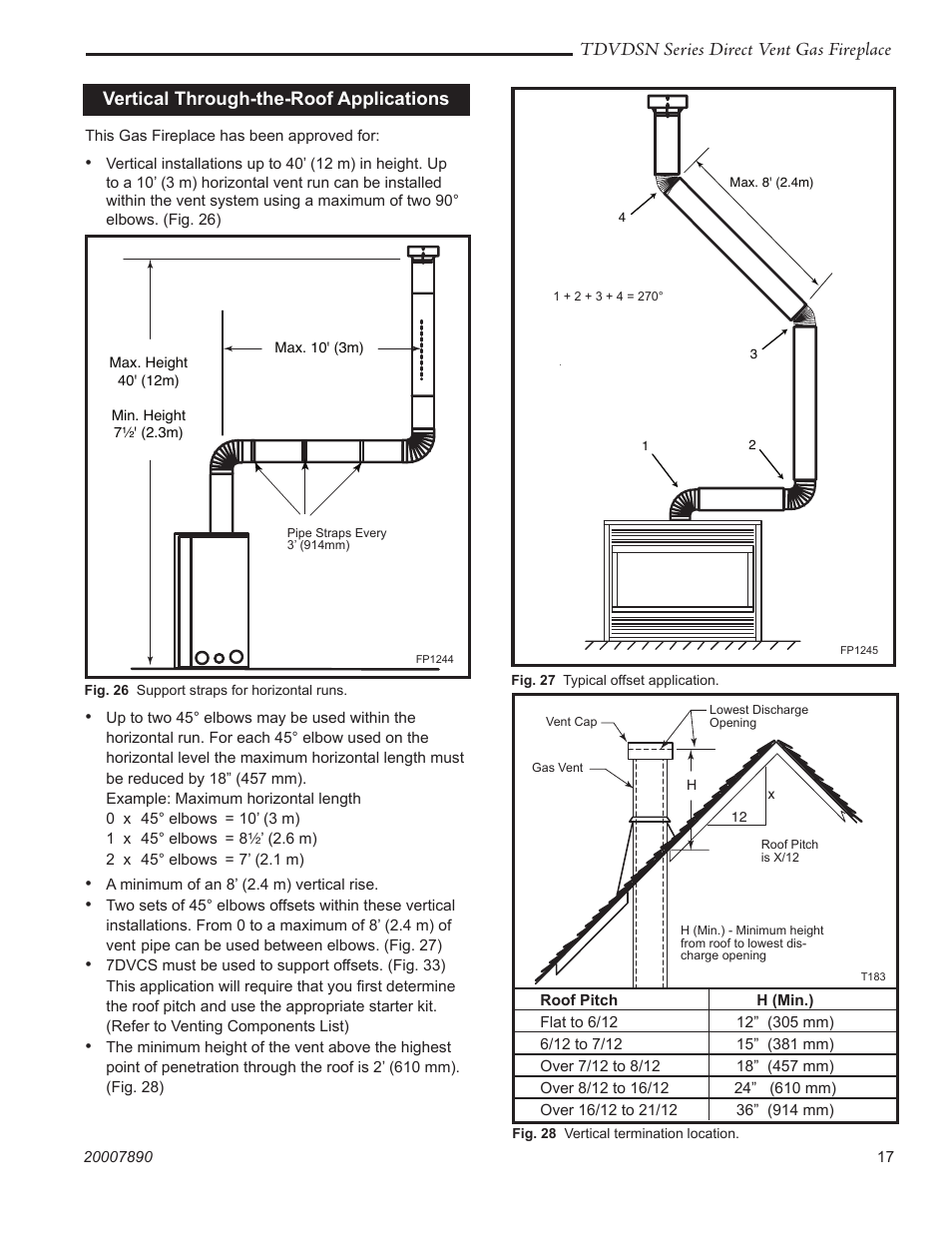 Tdvdsn series direct vent gas fireplace, Vertical through-the-roof applications | Temco Tool 33TDVDSN User Manual | Page 17 / 40