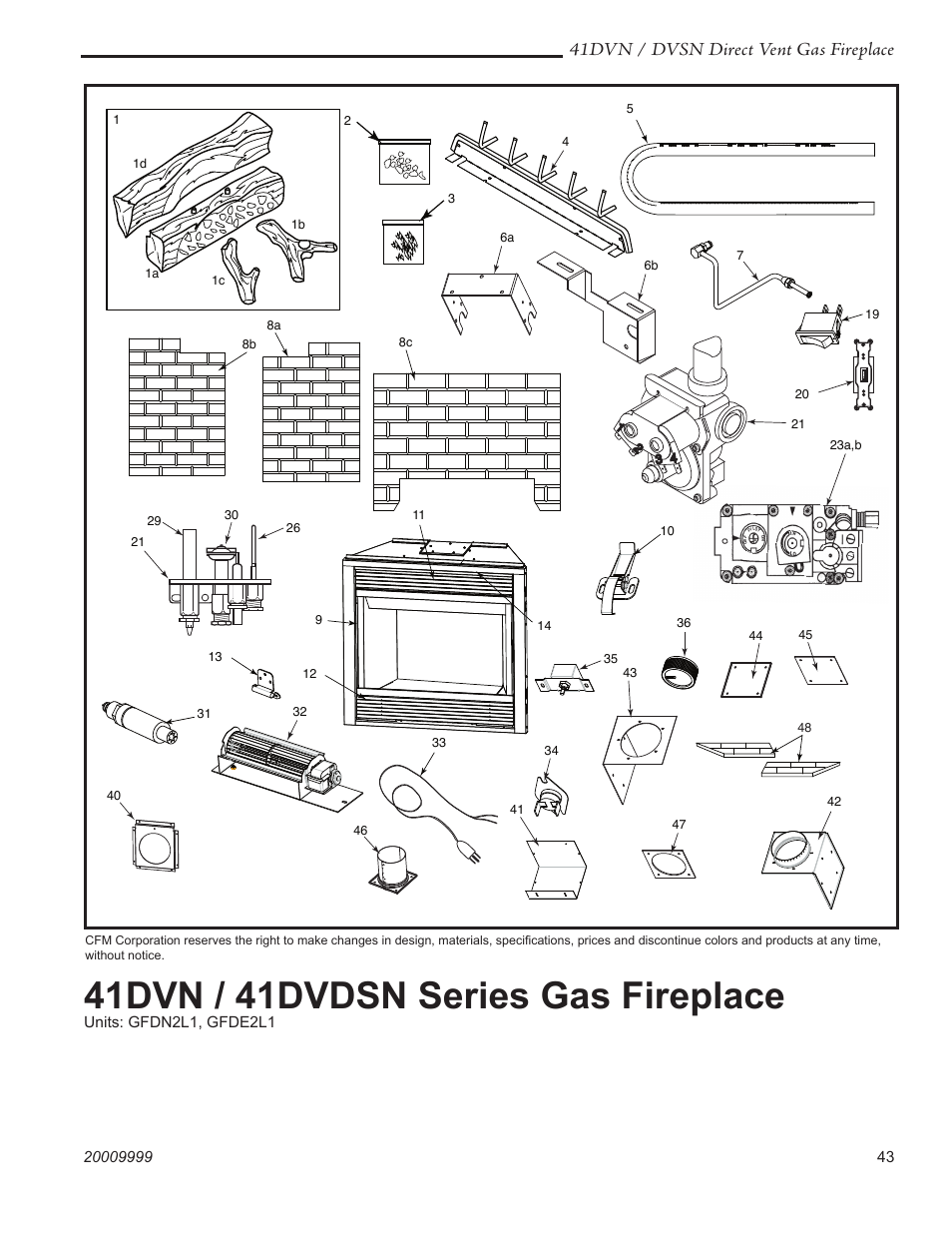 41dvn / 41dvdsn series gas fireplace, 41dvn / dvsn direct vent gas fireplace | Temco Tool 41DVN User Manual | Page 43 / 52