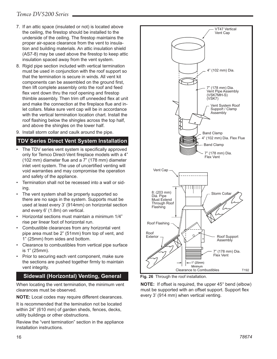 Temco dv5200 series, Tdv series direct vent system installation, Sidewall (horizontal) venting, general | Temco Tool DV5200MB User Manual | Page 16 / 40