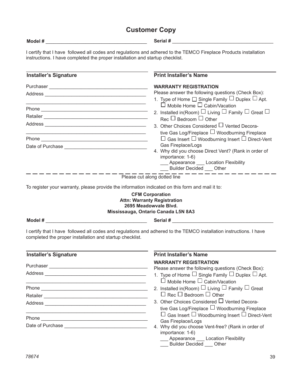 Temco dv5200 series, Customer copy | Temco Tool DV5200MB User Manual | Page 39 / 40