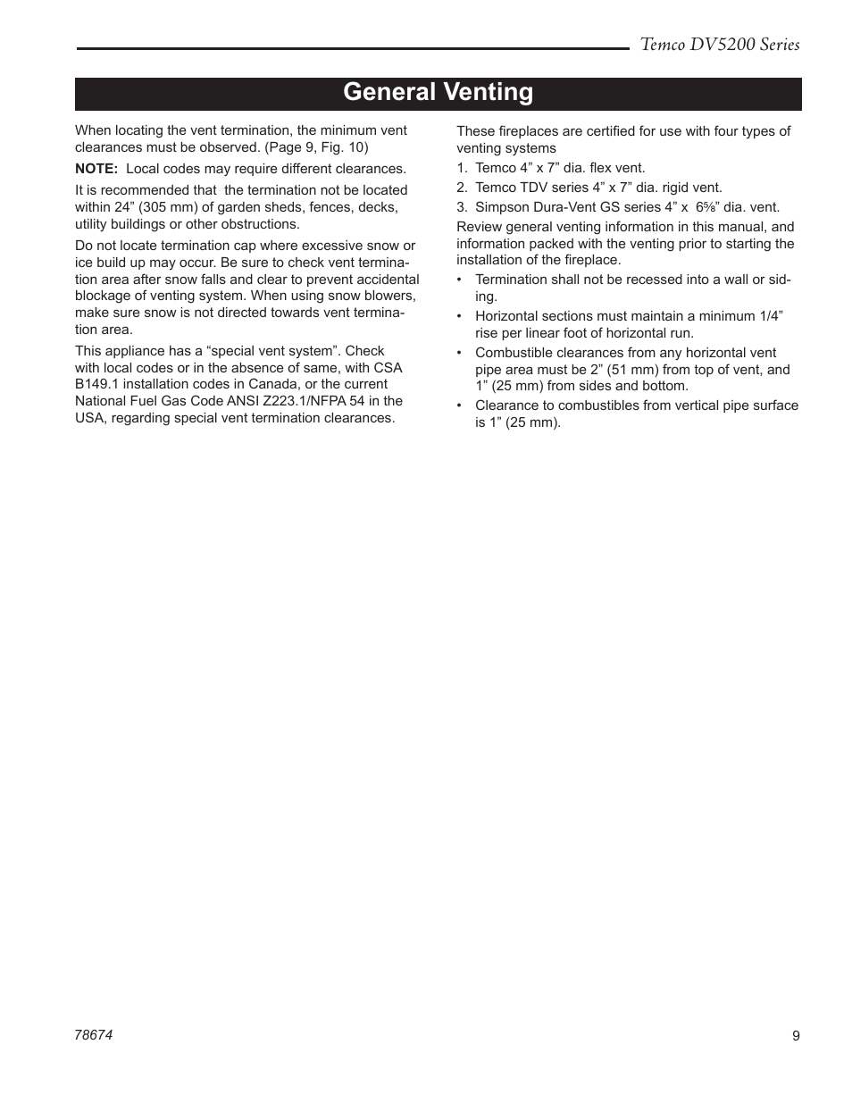 General venting, Temco dv5200 series | Temco Tool DV5200MB User Manual | Page 9 / 40